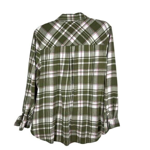 GAP‎ Women's Long Sleeve Button Down Relaxed Fit Flannel Shirt Size XL Green - Picture 2 of 10